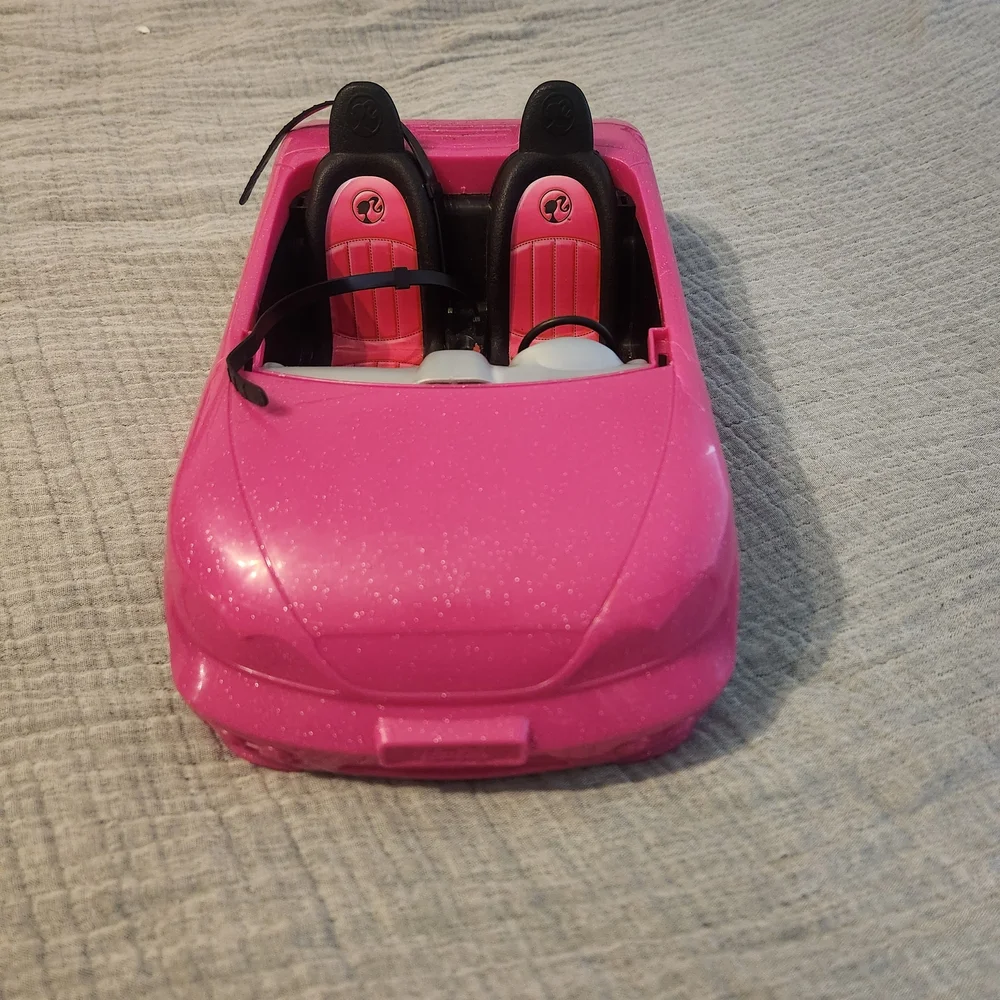 BARBIE Glam Pink Convertible 2 Seater Doll Car Seat Beltk Convertible Toy Car